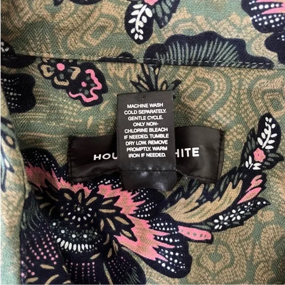 🌿 Houston White x Target Green Floral Button-Up Shirt Women’s M | Fall Retro - Picture 9 of 10